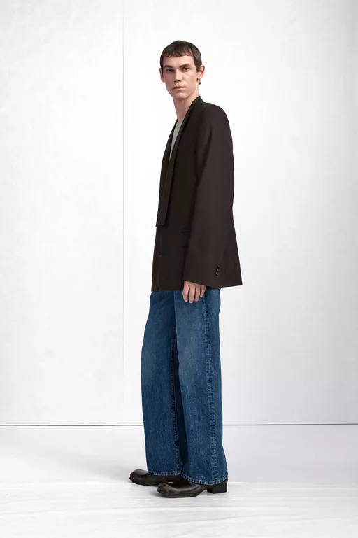 Minimal Collar Wool Blazer - Jackets