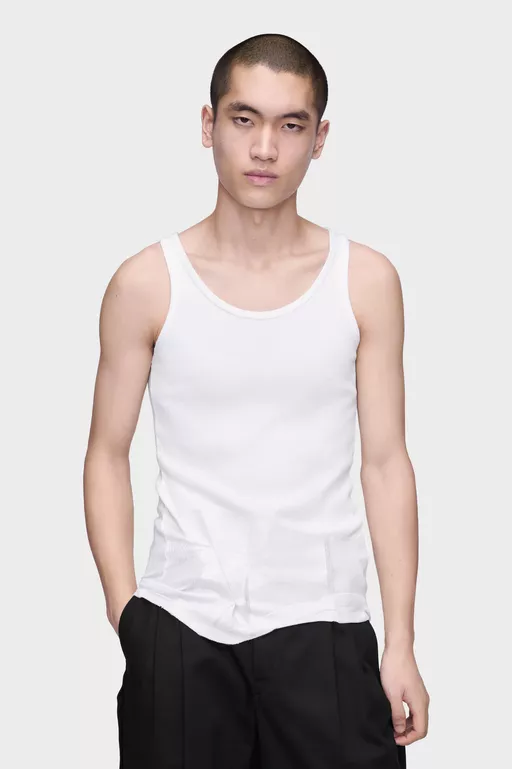 Taped Cotton Tank Top - Tops