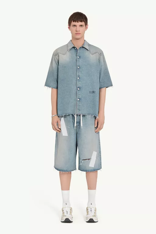 Denim short sleeve shirt