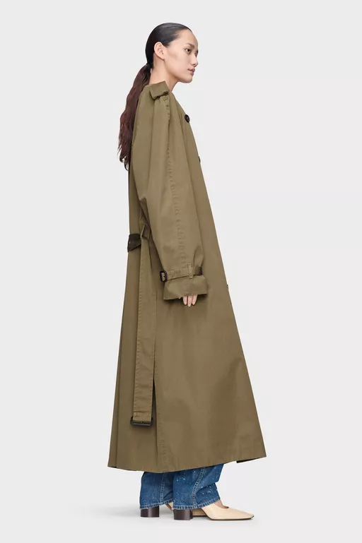 Folded Collar Cotton Trench Coat - Raincoats