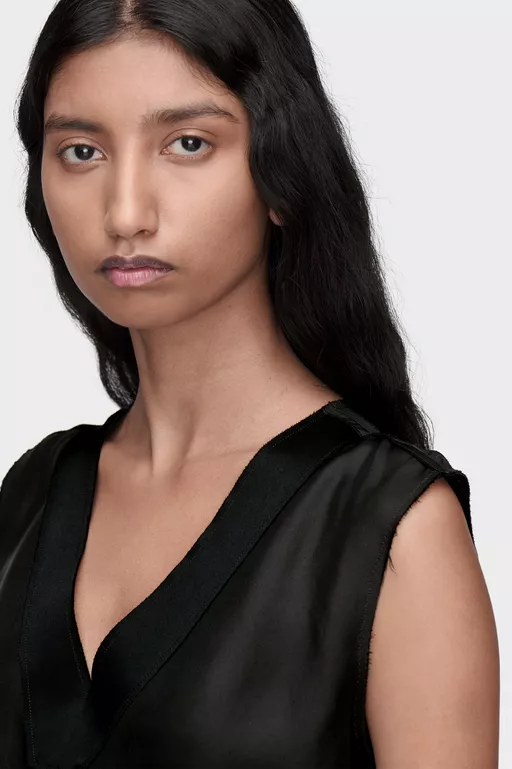 Silk V-Neck Top - Tops