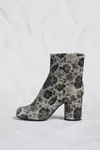 White and Black - Tabi Ankle Boots Crackle Flower Print
