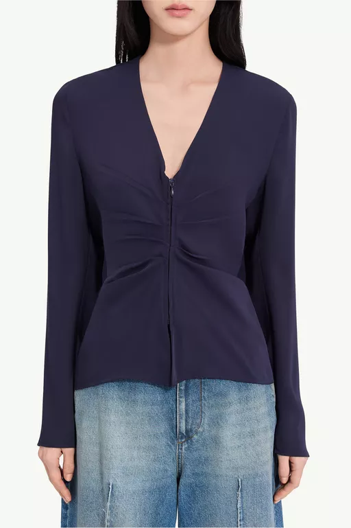 Gathered V-neck top - Tops