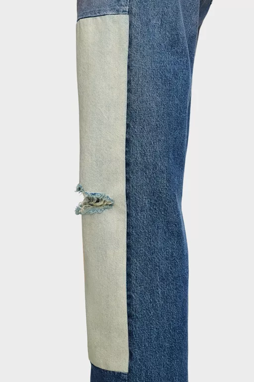 Patchwork Panel Jeans - Denim