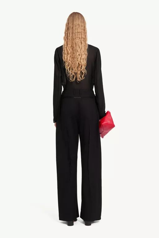 Pantalon ample en serg&eacute; de coton l&eacute;ger - Pantalons