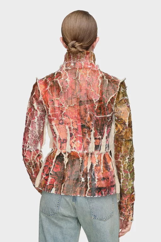 Chaqueta con cremallera y estampado floral fragmentado - Cardigan