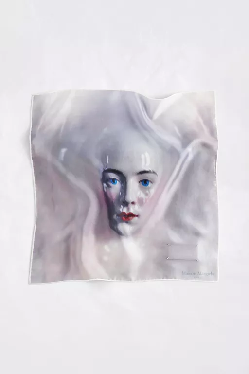 Porcelain Doll Print Silk Scarf