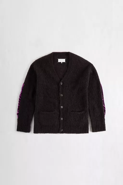 Velvet Patch Mohair Cardigan - Cardigan