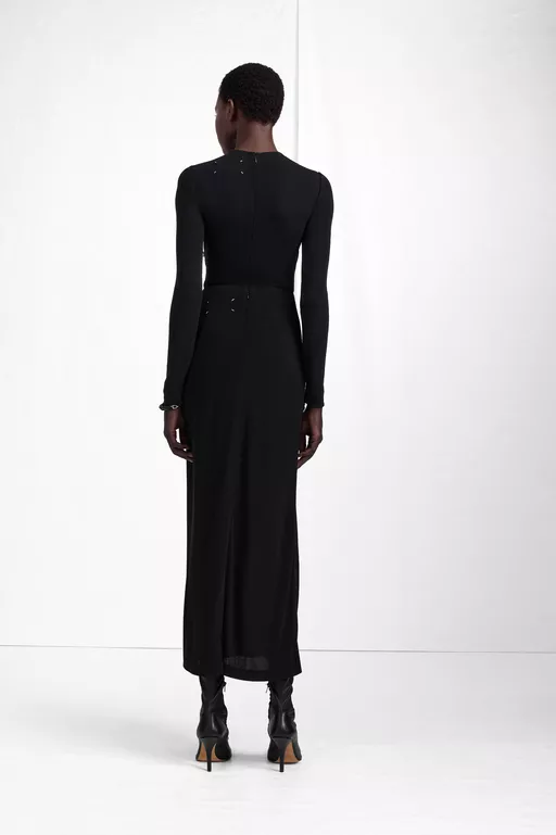 Falda Midi con Panel de Terciopelo - faldas largas