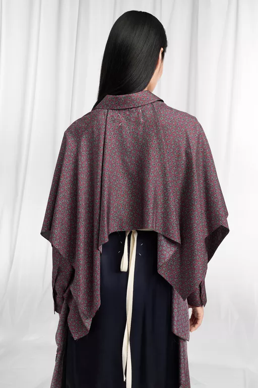 Cape-Sleeve Paisley Print Shirt - Shirts
