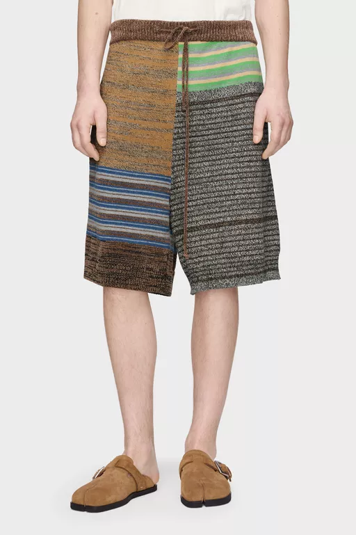 Patchwork Knit Shorts - Shorts