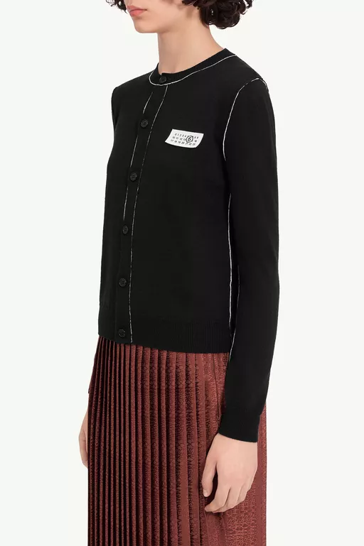 Cardigan boutonn&eacute; en laine m&eacute;lang&eacute;e - Ensemble