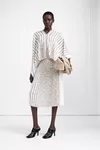 Beige - Mixed-Print Pleated Dress