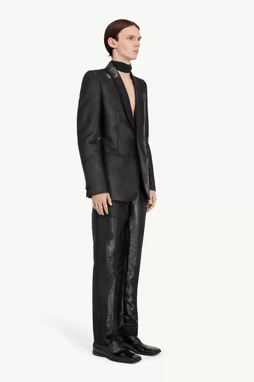 Distressed jacquard suit jacket - Jackets