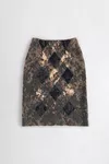 Walnut and Navy Blue - Knit Virgin Wool Pencil Skirt