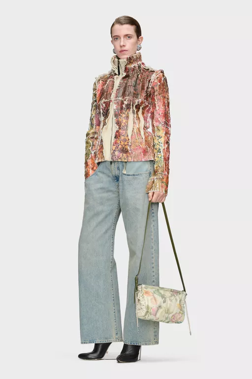 Fragmented Floral Zip-Up Jacket - Overalls