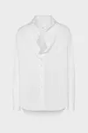 Blanc - Chemise &agrave; col pliable en coton