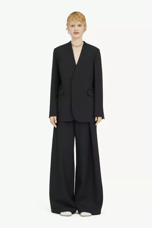 Collarless Padded Suit Jacket