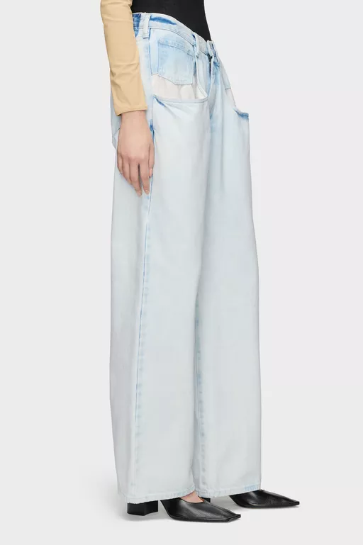 Bleached Straight-Leg Jeans - Denim