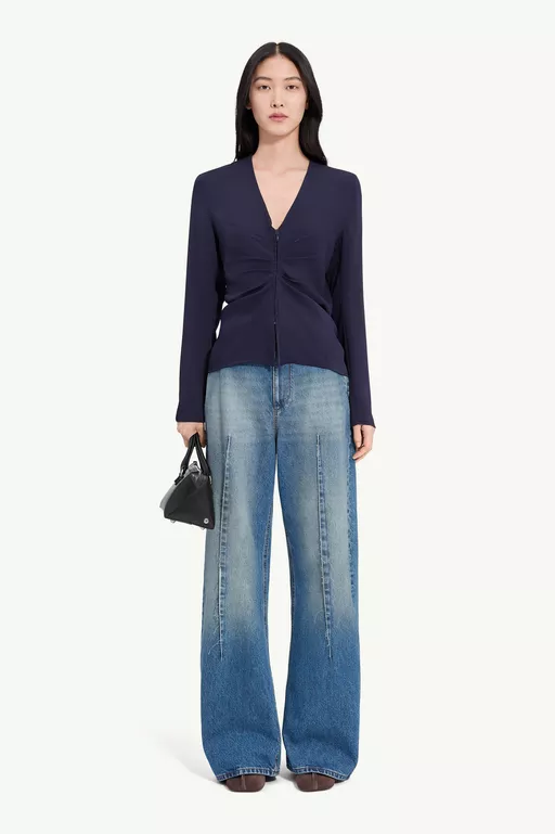 Gathered V-neck top - Tops