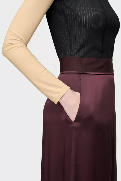 Washed Silk Satin Midi Skirt - Midi Skirts