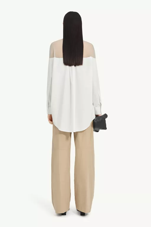 High-Cut Cotton Poplin Shirt - Short-sleeved Top