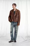 Cognac - Veste en cuir Biker