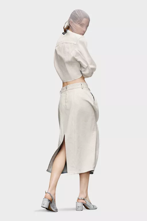 Denim Gathered Skirt - Skirts