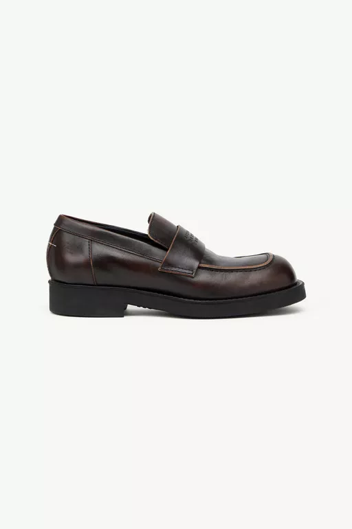 Biker loafers in brushed leather