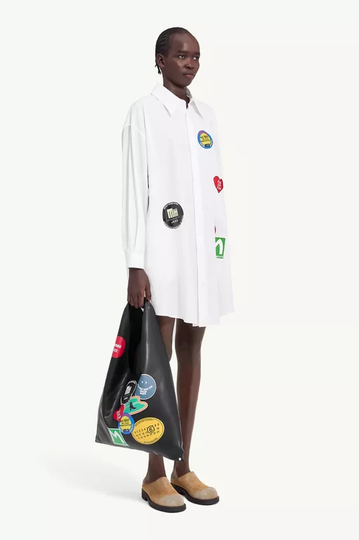 Sticker-print cotton poplin dress - Dresses