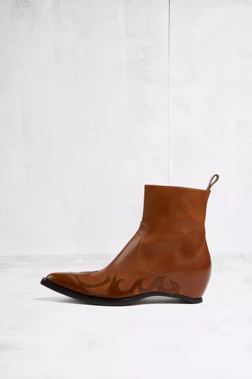 Heel-less Western Ankle Boots Flames