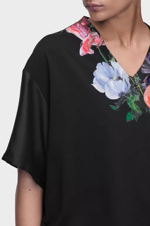 T-shirt in cotone e seta con motivo floreale - T-shirts