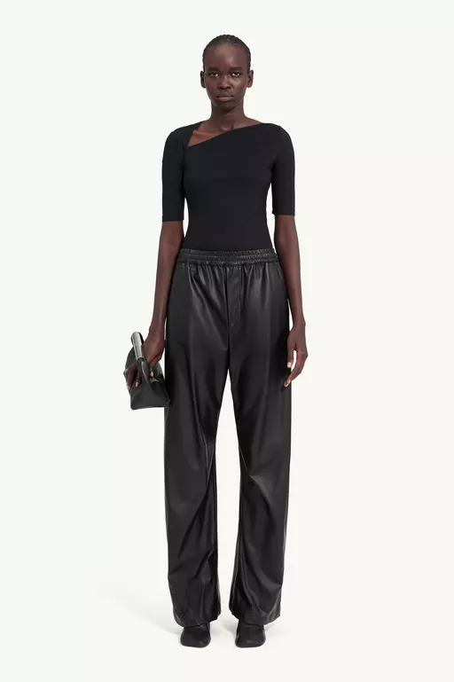 Light pleather wide-leg trousers - Pants