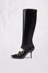 Black - Level Cut-Out Knee Boots