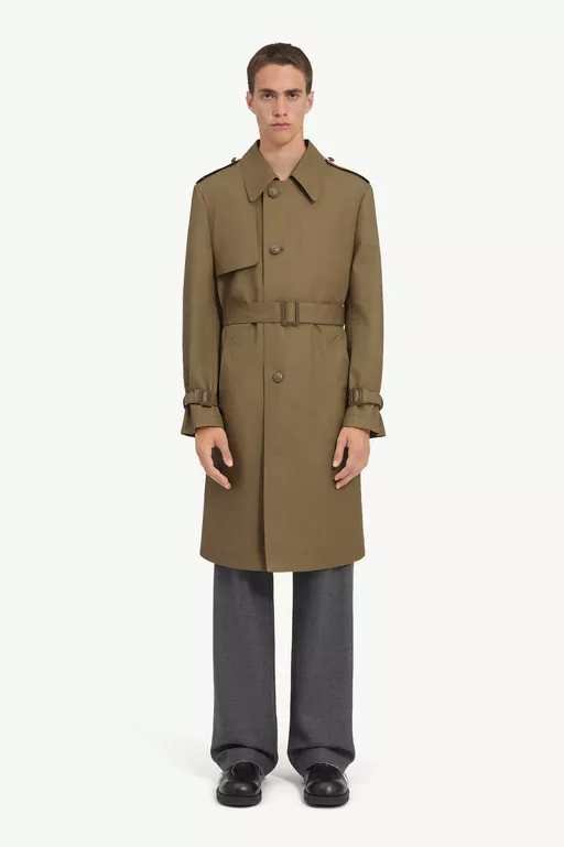Coated cotton trench coat
