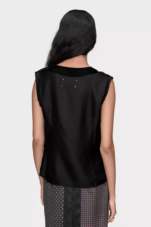 Silk V-Neck Top - Tops