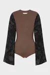 Brown - Floral Sleeve Top