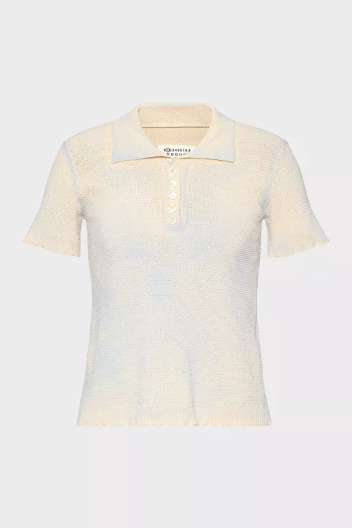 Stamped Cotton Knit Polo - Polos