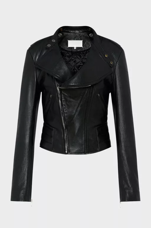 Folded Collar Leather Jacket