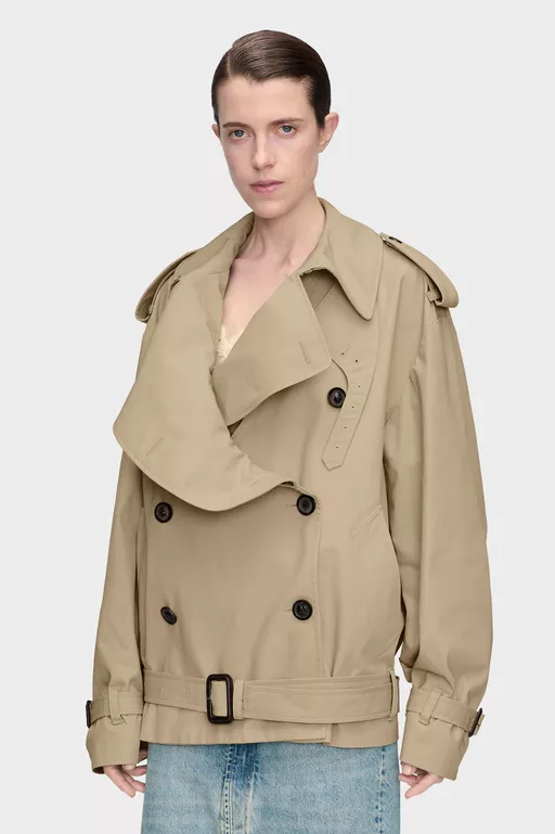 Folded Collar Cotton Caban - Jackets