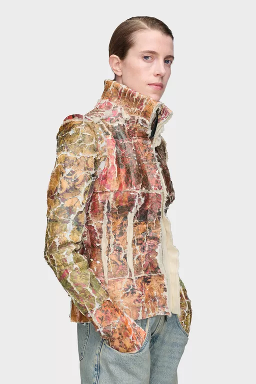 Fragmented Floral Zip-Up Jacket - Overalls