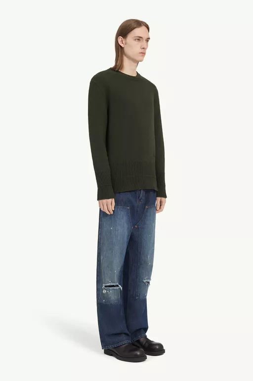 Pull &agrave; col rond en laine - Maille