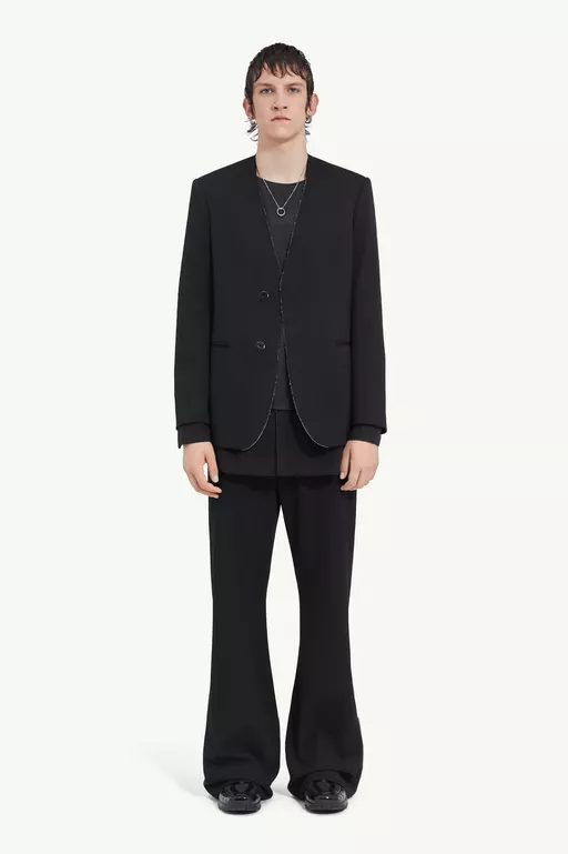Collarless suit jacket