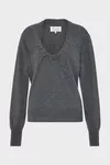 Grey - Twisted Knit Crewneck Sweater