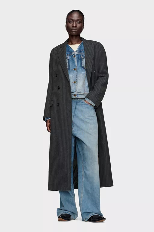 Folded Collar Denim Jacket - Jackets