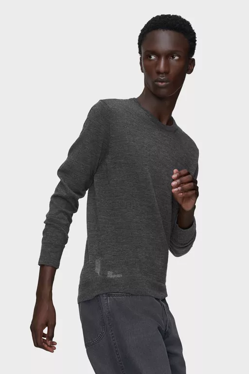 Maglione in misto lana con toppa - Girocollo