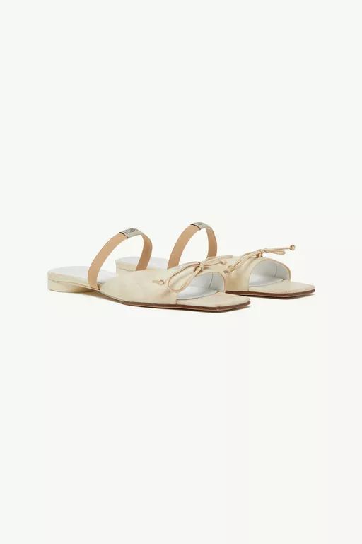 Bow-detailed leather slingback shoes - Sandals