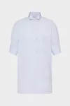 White and light blue - Striped Cotton Short-Sleeve Shirt