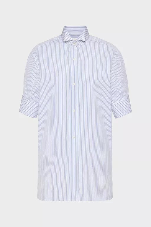 Camisa de algod&oacute;n de manga corta a rayas - Camisas