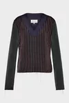 Blue and Black - Printed Long-Sleeve Top